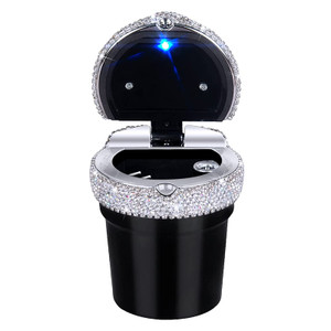 eing Car Ashtray Portable Bling Cigarette Smokeless Cylinder Cup Holder with Blue LED Light Indicator,Car Accessories for Women,Ideal for Car,Home an