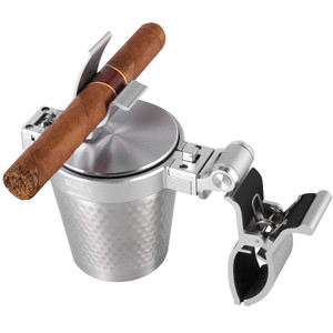 Cigar Golf Cart Holder - Windproof, Patio & Exterior Ashtray with Lid, Smell Proof, Portable & Standing