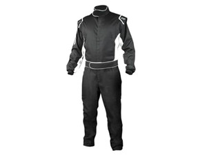 K1 Race Gear K1 Challenger Adult FR Cotton Fire Suit - SFI 3.2A/1 - Black, White - Large/XL 58