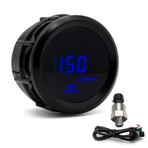 SINCO TECH Car Digital Oil Pressure Gauge 52mm Blue LED Automobile Meter (Oil Press Gauge(New Sensor))