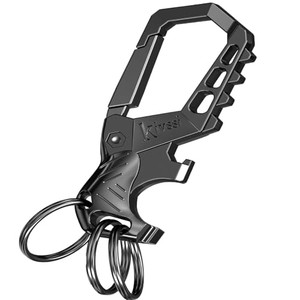 Kivssi Heavy duty metal keychains, Carabiner clip Car key chains,Fashion family keychain bottle opener and 3 Key Rings suitable for men and women.?Bl