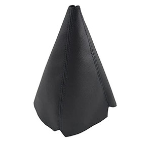 BaiyoouAuto Universal Car Shift Knob Boot Dust Cover, Shift Boot Cover, Made of Pu Leather with Black Seams Red Seams and Blue Seams (Black)