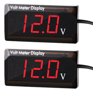 2 Pieces DC 4 to 28V Car Digital Voltmeter 12V Voltage Meter Car Audio Gauge LED Display 12V Waterproof Voltage Gauge Meter for Motorcycle(Red Light)