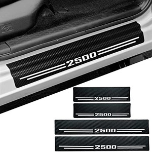 Car Accessories Carbon Fiber Door Sill Scuff Plate Auto Door Entry Guard Scratch Shield for Dodge Ram 2500 Accessories (2500, White)