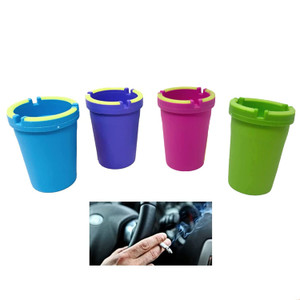 4 Pack Glow in the Dark Butt Bucket Ashtray Cigarette Cup Car Ash Holder Portable Truck Home Office (Pink/Blue/Purple/Green)
