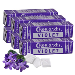 Choward's Violet Mints Candy | Bold Aromatic Flavor | Perfect for Snacks in Lunchboxes, Travel, Sharing, and Gifting | Nostalgic Vintage Candy | 6 Pa