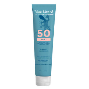 Blue Lizard BABY Mineral Sunscreen with Zinc Oxide, SPF 50+, Water Resistant, UVA/UVB Protection with Smart Cap Technology - Fragrance Free, 5 oz. Tu