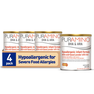 PurAmino Hypoallergenic Amino Acid Based Powdered Formula with Iron, 14.1 oz (Pack of 4)