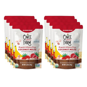 Once Upon A Farm Organic Coconut Melts with Probiotics, Strawberry Banana, Dairy Free, Non GMO, Kosher, 1 Ounces (Pack of 8)
