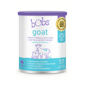 Bubs Whole Goat Milk Formula with Iron, Goat Milk-Based Powder, for Infants 0-12 Months, Made with Non-GMO Goat Milk, 20 oz