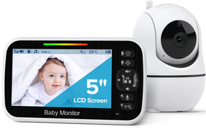 GoodBaby Baby Monitor with Camera and Audio - No WiFi, Remote Pan-Tilt-Zoom, Night Vision, Temperature Sensor, 2-Way Talk, 8 Lullabies, 30-Hour Batte