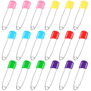 Joyberg 100 Pcs Diaper Pins, Baby Safety Pins, Diaper Pins for Cloth Diapers, Heavy Duty, Stainless Steel, ABS Plastic, Colorful (Red, Yellow, Pink,