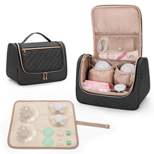 Luxja Wearable Breast Pump Bag (with a Waterproof Mat) Compatible with Momcozy and Elvie Breast Pump, Carrying Case for Wearable Breast Pump and Extr