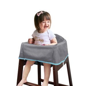 Dual-Belt Baby High Chair Cover, Upgrade Version, for Wooden or Restaurant High Chair, Sturdy and Robust Material, Waterproof Washable Stain and Slip