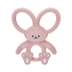 Dr. Brown's Flexees Teether, Pink Bunny, Soft 100% Silicone Baby Teether, BPA Free, 3m+, 1 Pack