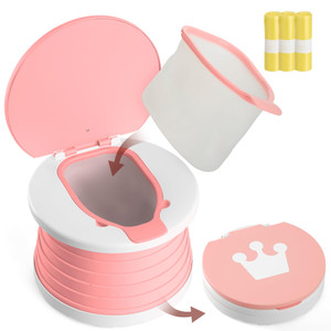 Portable Toddler Travel Potty with Silicone Insert  Foldable Potty Chair for Car & Road Trips, Spill-Resistant Training Toilet, Compact Emergency Po