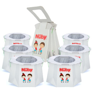 Nuby Disposable Travel Potty with Liner - Foldable and Portable Potty; Toddler Potty Essential for Camp, Trips, & Car Rides - Travel Potty for Toddle