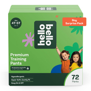 Hello Bello Premium Training Pants, Size 4T-5T (38+ lbs) Surprise Pack - 72 Count, Hypoallergenic with Soft, Cloth-Like Feel - Assorted Patterns for