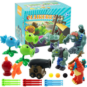 Maikerry 9pcs PVZ Figurines Set Plants Toys Game Great Birthday Gifts for Boys and Girls -with Waterproof Battlefield Map
