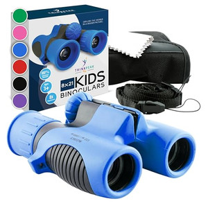 Think Peak Blue Binoculars Science Toy for Kids Ages 3-12 Years - Real Compact Outdoor Adventure & STEM Educational Nature Hiking Explorer for Bird W