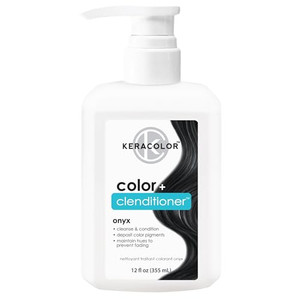 Keracolor Color + Clenditioner 3-in-1 Color-Depositing Conditioner, Gently Cleanses & Conditions, Semi-Permanent Onyx Hair Color, 12 Fl Oz