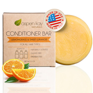 Aspen Kay Naturals Conditioner Bar, Lemongrass, 2.3 Ounce. Made With Natural & Organic Ingredients, All Hair Types including frizzy hair, Sulfate-Fre