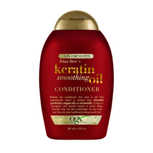 OGX Frizz-Free + Keratin Smoothing Oil Conditioner, 5 in 1, for Frizzy Hair, Shiny Hair, 13 Fl Oz