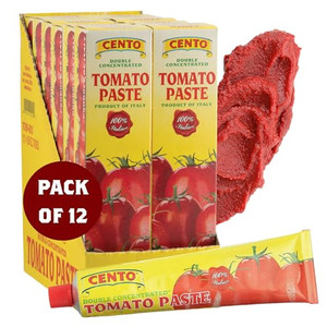 Cento Tomato Paste, 4.56 Oz Tube (Pack of 12) Double Concentrated, Thick Paste from Red, Ripe Tomatoes, Grown and Processed in Italy - Non-GMO, Glute