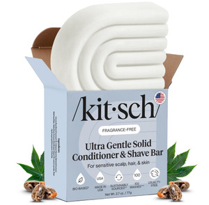 Kitsch 2-in-1 Ultra Sensitive Conditioner Bar & Shaving Soap for Sensitive Scalp & Skin  Moisturizing & Anti-Irritation Bar Soap - Scent Free, 5 Ing