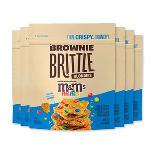 Brownie Brittle  M&MS Minis Blondie Thin and Crispy Sweet Snacks (Pack of 6, 4 oz), Rich Gourmet Brownie Bites Dessert