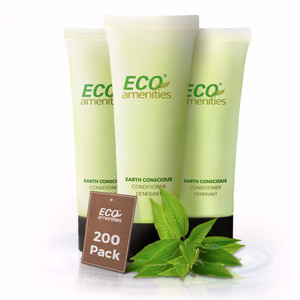 ECO AMENITIES Travel Size Conditioner - 200 PACK, 30mL, 1 oz Hotel Conditioner Bulk Supplies for Guests - Green Tea Scent Eco Conditioner, Mini Condi