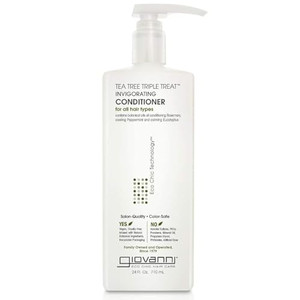 GIOVANNI Tea Tree Triple Treat Invigorating Conditioner - Cooling Peppermint, Eucalyptus, Rosemary, Helps Dry Flaking Scalp, Paraben Free, Helps to M