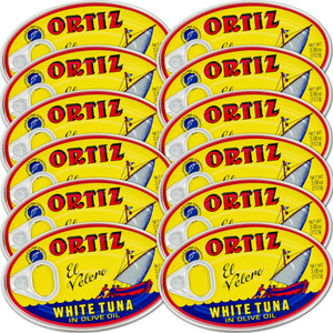 Ortiz White Tuna in Olive Oil, Fresh Tender Slices, Spanish Wild Caught Tuna, High in Protein and Omega 3 Fats, Excellent in Salad, Pasta or Sandwich