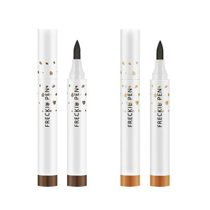 LOKFAR 2 Pcs Freckle Pens, Natural Lifelike Freckles Makeup Tool - Dark Brown + Light Brown