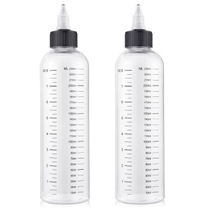 BESARME 2 Pack Applicator Bottle for Hair, 8.5 Ounce Hair Oil Applicator Plastic Squeeze Bottle Root Hair Dye Bottle Twist-On Top Tip Cap with Clear