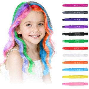 MSDADA 12 Color Hair Chalk for Girls - Birthday Christmas Gifts for Girl - Hair Stuff Accessories Washable Temporary Hair Color Dye Paint for Teen Gi