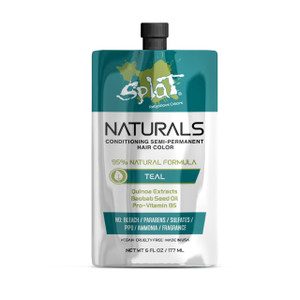 Splat Naturals Semi-Permanent Hair Color, Teal, 6 fl. oz., 95% Natural Hair Dye Formula Lasts Up to 30 Washes, Vegan & Cruelty-Free Semi Permanent Ha