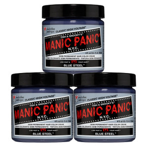 MANIC PANIC Classic Blue Steel Semi Permanent Hair Color - Cool Silver Hair Dye for Women & Men That Lasts 4-6 Weeks - Vegan, Ammonia & Cruelty-Free