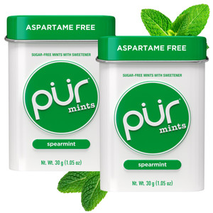 PUR Mints | Aspartame Free | Made with Xylitol | Sugar Free, Vegan, Gluten Free & Keto Friendly | Natural Spearmint Flavored Mints, 30 Pieces (Pack o