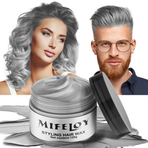 Silver Gray Temporary Hair Color Wax, Instant Natural Hairstyle Cream Dye, Grey Styling Pomadesfor Men Girls Women Youth, Disposable Coloring Mud for