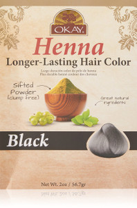 OKAY Pure Naturals Henna Hair Dye - Natural Black Henna Hair Dye with Indigo for Men and Women, Powder to Cover Gray Color, Beard Tint, Easy to Use C
