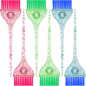 6 Pieces Hair Color Brush Set with Glitter Handles for Highlighting, Tint and Coloring Hair Sections Multicolor Glitter Dye Brush Salon Home Dyeing C
