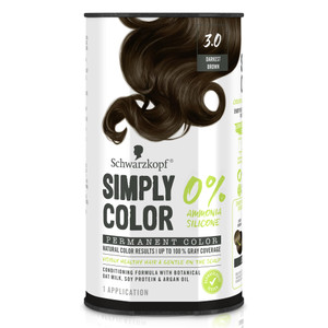 Schwarzkopf Simply Color Permanent Hair Dye, 3.0 Darkest Brown, Long-Lasting with Nourishing Ingredients, No Ammonia or Silicone, All Hair Types