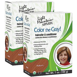 Light Mountain Henna Hair Color & Conditioner, Color the Gray - Auburn Hair Dye for Men/Women, Chemical-Free, Semi-Permanent Hair Color for White, Gr