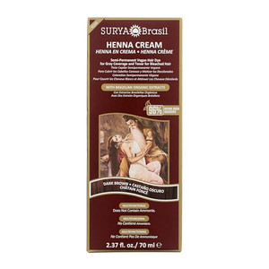 Surya Brasil Henna Cream Dark Brown - 96% Natural Ingredients, Vegan, Cruelty-Free, Eco-Friendly, Semi-Permanent Hair Color, Deep Hydration & Shine,