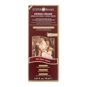 Surya Brasil Henna Cream Red - 97% Natural Ingredients, Vegan, Cruelty-Free, Eco-Friendly, Semi-Permanent Hair Color, Deep Hydration & Shine, 2.37 oz