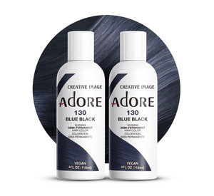 Adore Semi Permanent Hair Color (130 Blue Black) (2 Pack) | Vegan & Cruelty-Free Black Hair Dye | No Ammonia, No Peroxide, No Alcohol | 4 Fl Oz