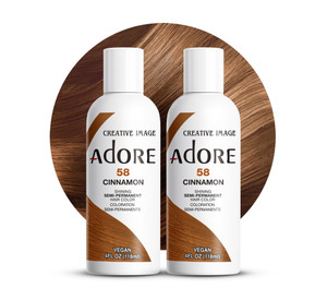 Adore Semi Permanent Hair Color (058 Cinnamon) (2 Pack) | Vegan & Cruelty-Free Brown Hair Dye | No Ammonia, No Peroxide, No Alcohol | 4 Fl Oz