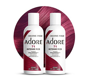 Adore Semi Permanent Hair Color (071 Intense Red) (2 Pack) | Vegan & Cruelty-Free Red Hair Dye | No Ammonia, No Peroxide, No Alcohol | 4 Fl Oz