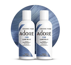 Adore Semi Permanent Hair Color (199 Luxe Blue) (2 Pack) | Vegan & Cruelty-Free Blue Hair Dye | No Ammonia, No Peroxide, No Alcohol | 4 Fl Oz